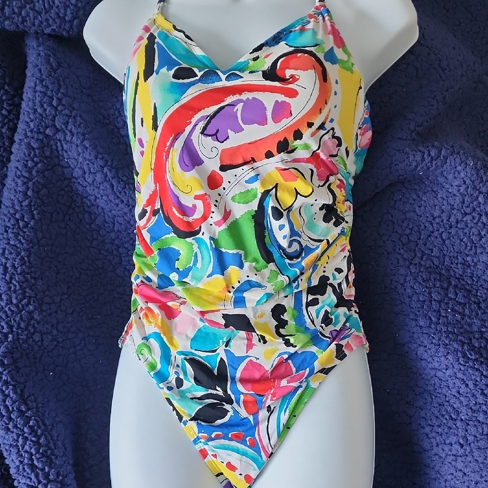 Anne Cole Red and Pink One Piece Swimwear with Bold Design